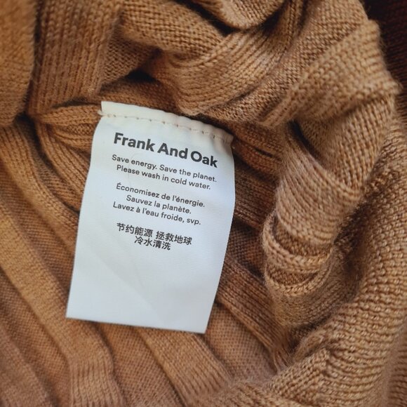 Frank and Oak Women Knit Sweater Polo Neck Long Sleeves Size XL Merino Wool - Picture 6 of 11